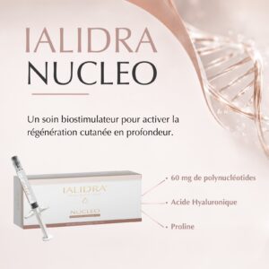Coffret et seringue IALIDRA Nucleo, skinbooster aux polynucleotides et acide hyaluronique