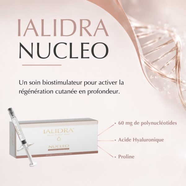 IALIDRA Nucleo - skinbooster aux polynucleotides Coffret et seringue IALIDRA Nucleo, skinbooster aux polynucleotides et acide hyaluronique