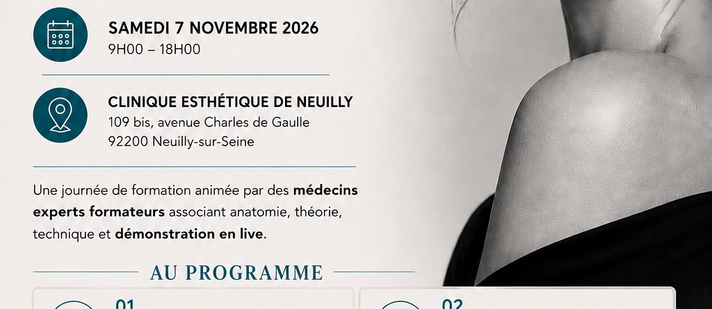 Affiche de la journée de formation en médecine esthétique et régénérative Realys Esthetic du samedi 7 novembre 2026 à la Clinique Esthétique de Neuilly